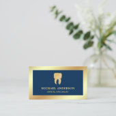 Blue Faux Gold Folie Tand Tandheelkundige kliniek  Visitekaartje (Staand voorkant)