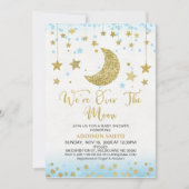 Blue Faux Gold glinstert over het Moon Baby shower Kaart (Voorkant)