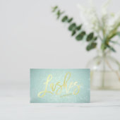 Blue Faux Gold Lashes Script Makeup Artist Afsprakenkaartje (Staand voorkant)