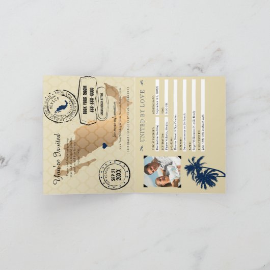 Blue Faux Gold Puerto Vallarta Wedding Passport (Binnen)