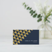 Blue Faux Gold Triangles Evenementen Social Media Visitekaartje (Staand voorkant)
