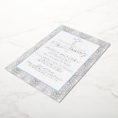 Blue Faux Lace Baptism/Christening Folie Uitnodiging (Gedraaid)