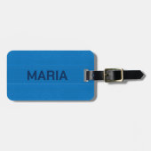 Blue Faux Leather Kijk Monogram Bagagelabel (Voorkant horizontaal)