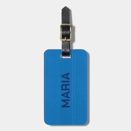 Blue Faux Leather Kijk Monogram Bagagelabel (Voorkant verticaal)