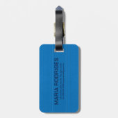 Blue Faux Leather Kijk Monogram Bagagelabel (Achterkant verticaal)