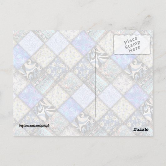Blue Faux Patchwork Quilting Pattern Briefkaart (Achterkant)
