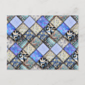 Blue Faux Patchwork Quilting Pattern Briefkaart (Voorkant)