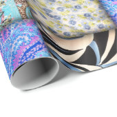 Blue Faux Patchwork Quilting Pattern Cadeaupapier (Rol Hoek)