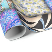 Blue Faux Patchwork Quilting Pattern Cadeaupapier (Rol Hoek)