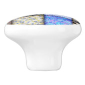 Blue Faux Patchwork Quilting Pattern Keramische Knop (Zijkant)