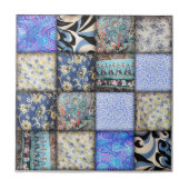 Blue Faux Patchwork Quilting Pattern Tegeltje (Voorkant)