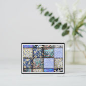 Blue Faux Patchwork Quilting Pattern Visitekaartje (Staand voorkant)