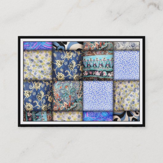 Blue Faux Patchwork Quilting Pattern Visitekaartje (Voorkant)