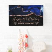 Blue & Faux Roos Gold Glitter Agate Sweet 16 Spandoek (Insitu)