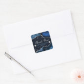 Blue & Faux Silver Glitter Agate Birthday Sweet 16 Vierkante Sticker (Envelop)