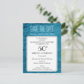Blue Faux Textured Party Reunion Save the Date Aankondigingskaart (Staand voorkant)