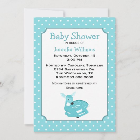 Blue Fawn Baby shower Invitation Kaart (Voorkant)