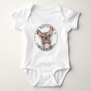 Blue Fawn Tricolor Franse Bulldog Grote Zus Romper
