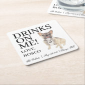 Blue Fawn Tricolor Frenchie Franse Bulldog Wedding Kartonnen Onderzetters (Schuin)