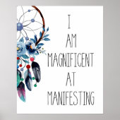 Blue Feather Dreamcatcher Floral Poster (Voorkant)