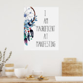 Blue Feather Dreamcatcher Floral Poster (Keuken)