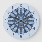 Blue Feather Mandala Grote Klok (Voorkant)