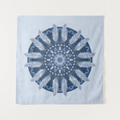 Blue Feather Mandala Wandkleed (Voorkant)