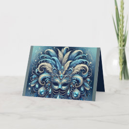 Blue Feather Masquerade Mask Illustration Kaart