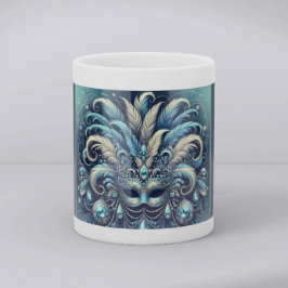 Blue Feather Masquerade Mask Illustration Mok