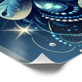 Blue Feather Masquerade Mask Illustration Perfect Poster (Hoek)