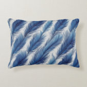 Blue Feather Pattern Art Print Accent Kussen (Voorkant)
