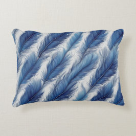 Blue Feather Pattern Art Print Accent Kussen