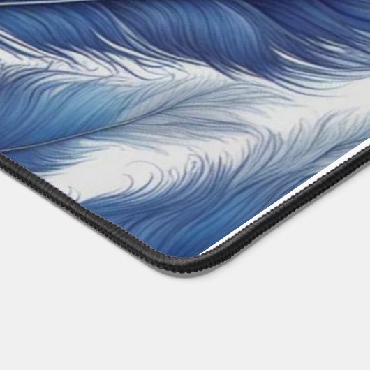 Blue Feather Pattern Art Print Bureaumat (Hoek)