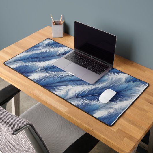 Blue Feather Pattern Art Print Bureaumat (Kantoor 2)