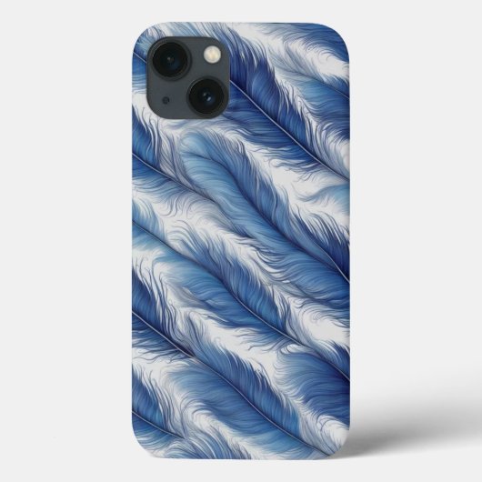 Blue Feather Pattern Art Print Case-Mate iPhone Case (Achterkant)