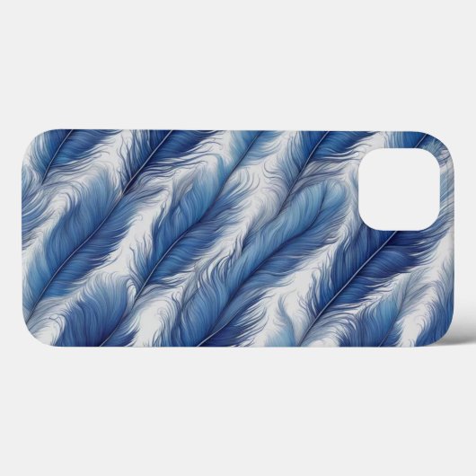 Blue Feather Pattern Art Print Case-Mate iPhone Case (Achterkant (horizontaal))