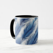 Blue Feather Pattern Art Print Mok (Voorkant links)