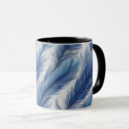 Blue Feather Pattern Art Print Mok
