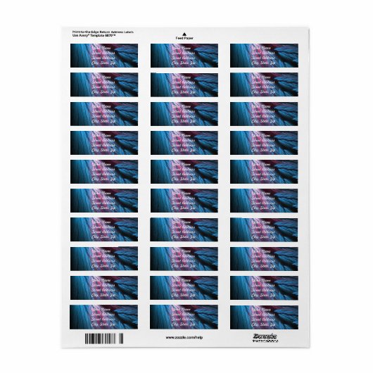 Blue Feather Return Address Sticker (Full Sheet)
