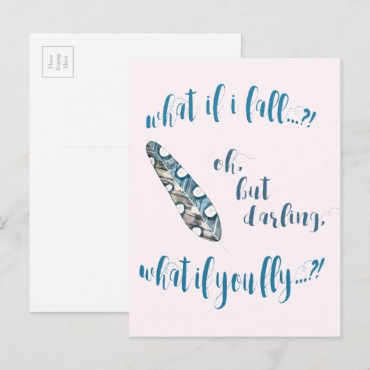 Blue Feather - Wat als ik herfst? Inspirerend prij Briefkaart (Voorkant / Achterkant)