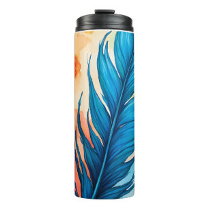 Blue Feather waterverf schilderkunst Thermosbeker