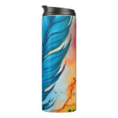 Blue Feather waterverf schilderkunst Thermosbeker (Geroteerd rechts)