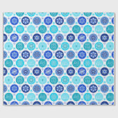 Blue Feestdagen Snowflakes Cadeaupapier (Vlak)