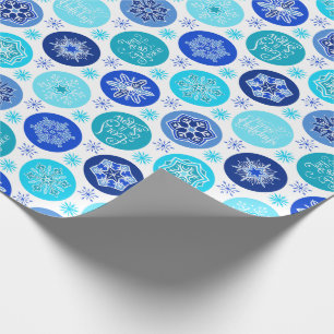 Blue Feestdagen Snowflakes Cadeaupapier