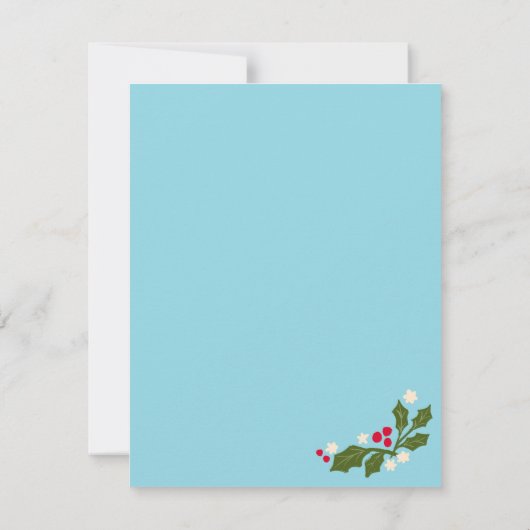 Blue Feestelijke Scallop Lijst met Holly Bedankkaart (Achterkant)