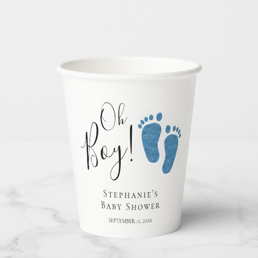 Blue Feet Baby Boy Baby shower Papieren Bekers (Achterkant)