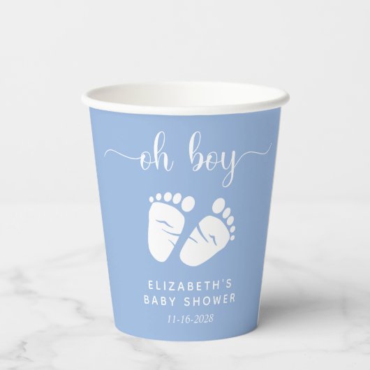 Blue Feet Baby Boy Shower Papieren Bekers (Achterkant)