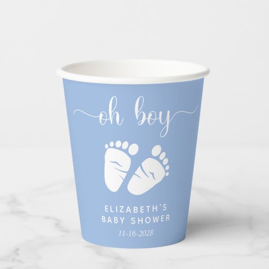Blue Feet Baby Boy Shower Papieren Bekers (Voorkant)