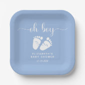 Blue Feet Baby Boy Shower Papieren Bordje (Voorkant)