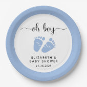 Blue Feet Baby Boy Shower Papieren Bordje (Voorkant)